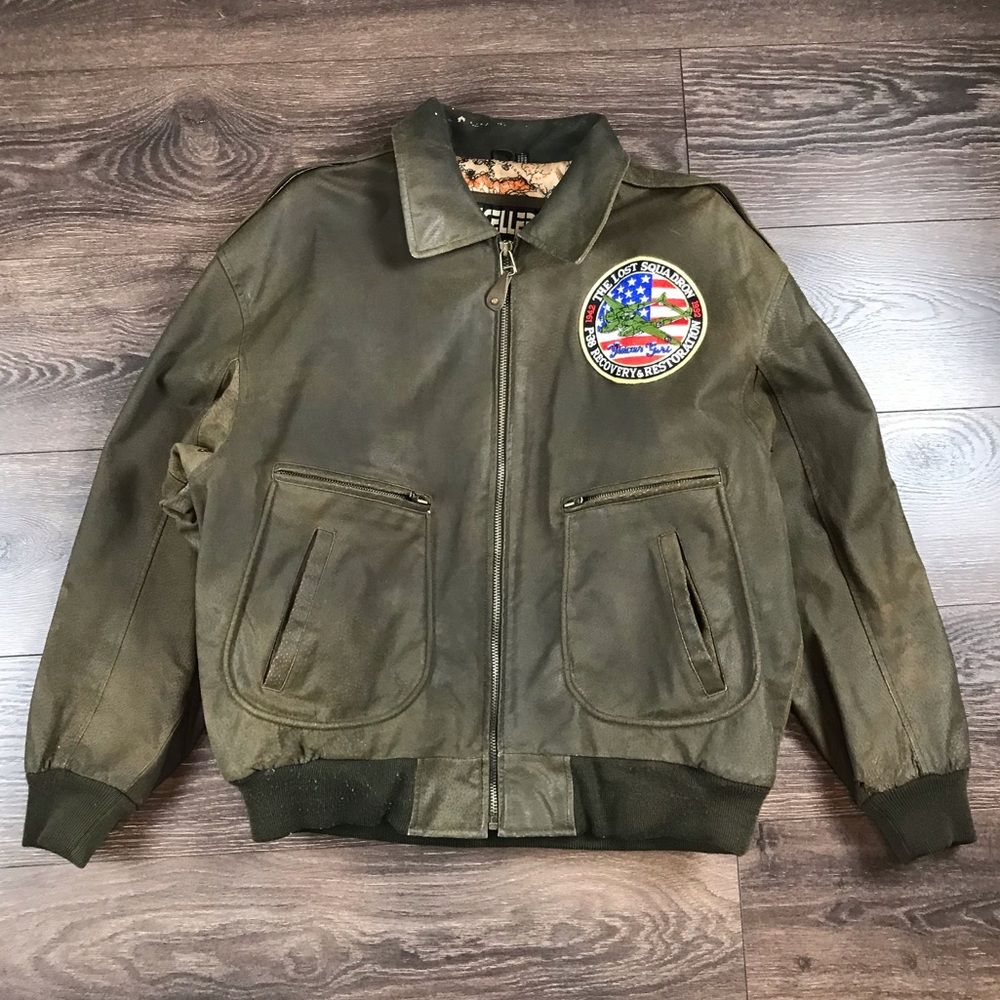 Excelled The Lost Squadron Men’s Vintage Leather Battle Coat Bomber War Jacket L